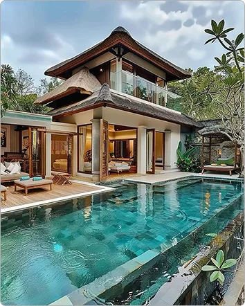 Villa Amerta traditional pavilion beside a private pool